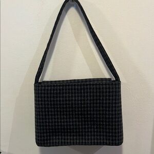 Black Checkered Messenger Bag with Long Strap